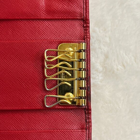 Prada Red Saffiano Leather 6-Key Holder - Picture 10 of 12